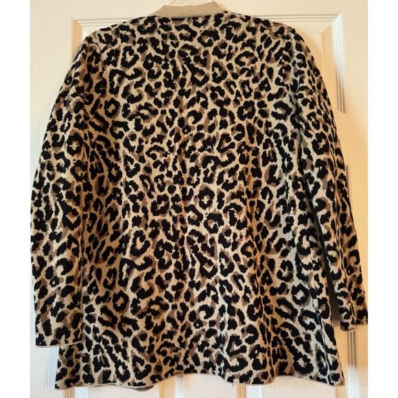 J Crew Leopard Print Open Front Cardigan 100% Cotton Neutral Tan/Blk Size S - Picture 5 of 8